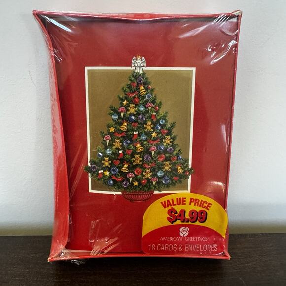 Vintage American Greetings 18 Christmas Cards Christmas Tree Made in the USA - Picture 1 of 4